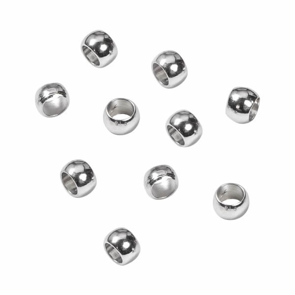 Perles à écraser en métal couleur argent, 4mm, 25 pcs