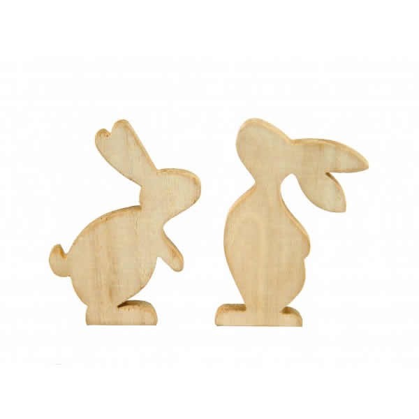 Wooden rabbits, 12cm, 2pcs