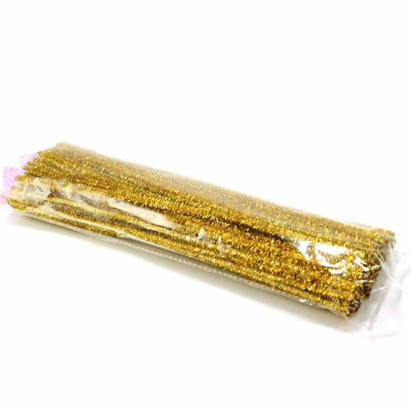 Pipe cleaners, 8mm/50cm, 10 pcs, gold