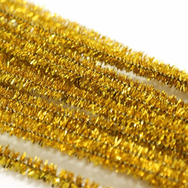 Pipe cleaners, 8mm/50cm, 10 pcs, gold