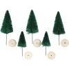 Sapins avec socle en bois, vert, 5 pcs