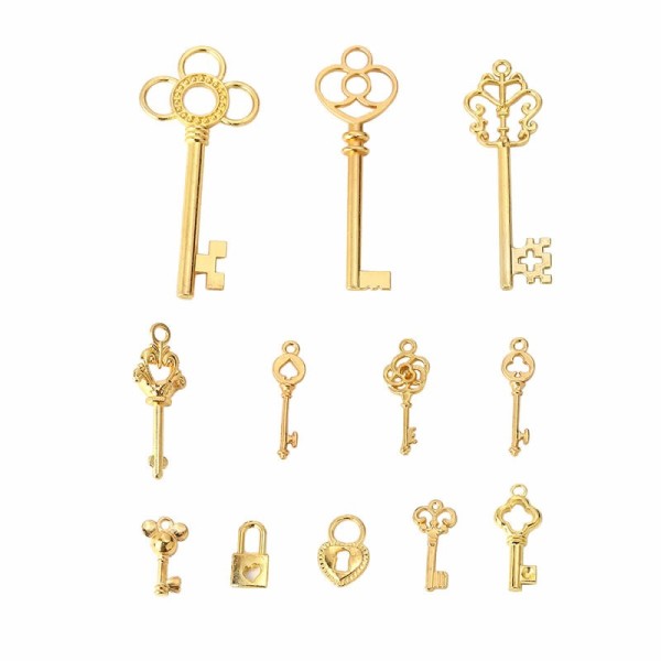 Schlüssel, gold, 16 à 63 mm, 12 Stk