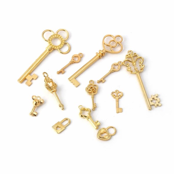 Schlüssel, gold, 16 à 63 mm, 12 Stk