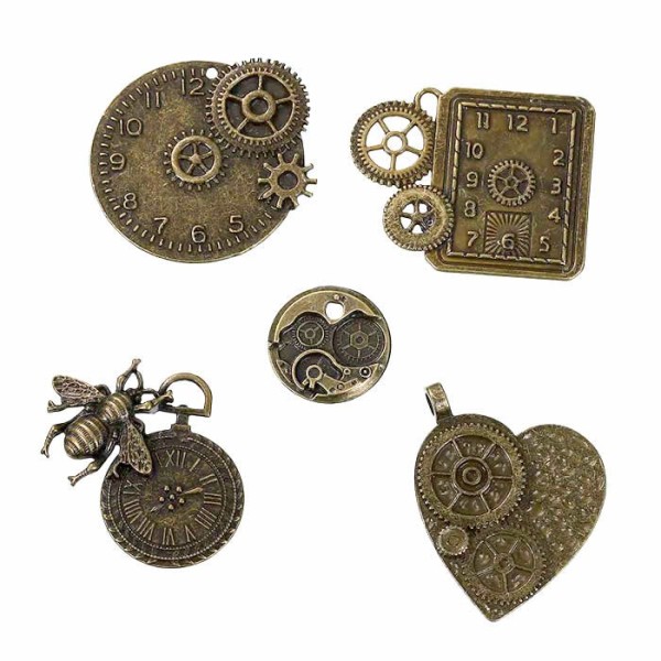 Charms Steampunk bronce, 23-50mm, 5 pz