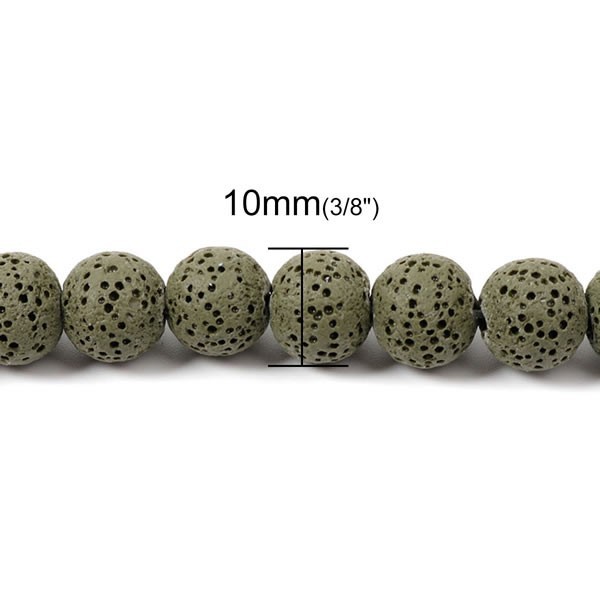 Perles en pierre de lave Vert 10mm, -/+ 40 pcs