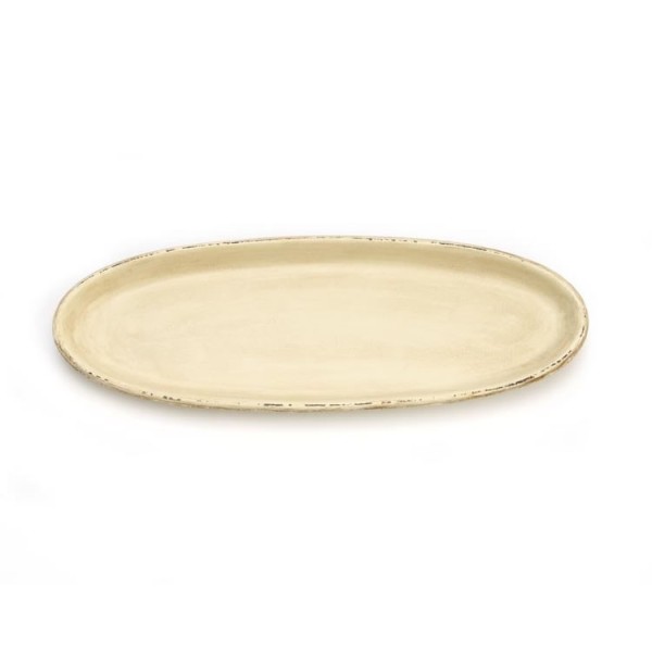 Plato de servir de madera, 39x14cm, color crema