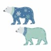 Wooden bear, blue, 4.2x2.4x0.1cm, 6 pcs