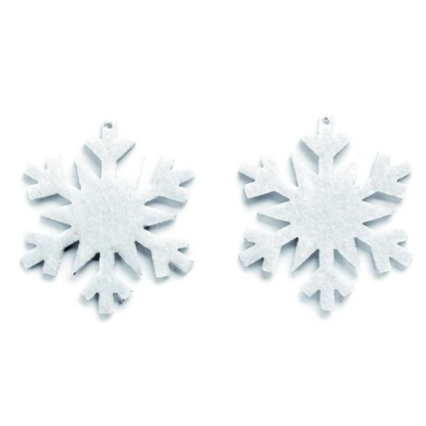 Felt snowflakes 6cm, white, 5 pcs