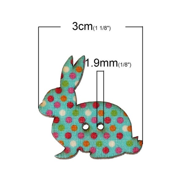 Boutons en bois lapin, 3cm, 10 pcs