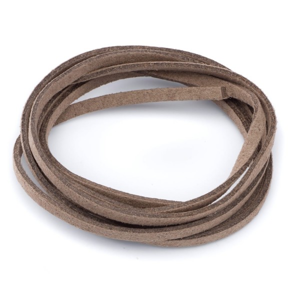 Lacet suédine plat 3mm, taupe, 3m