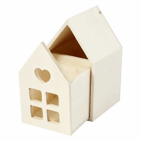 Maison en bois avec tiroir, hauteur 10.8cm