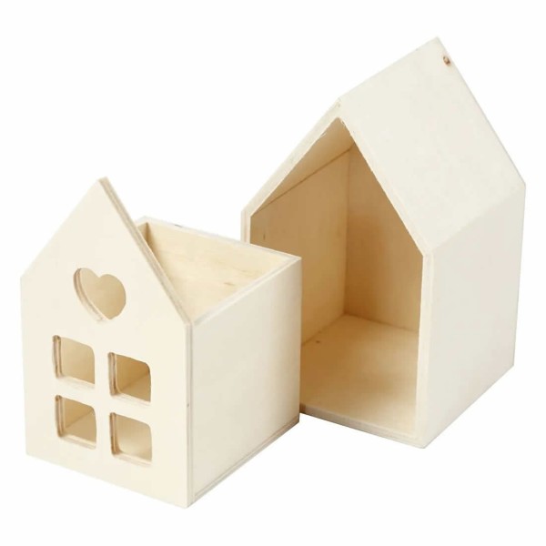 Maison en bois avec tiroir, hauteur 10.8cm