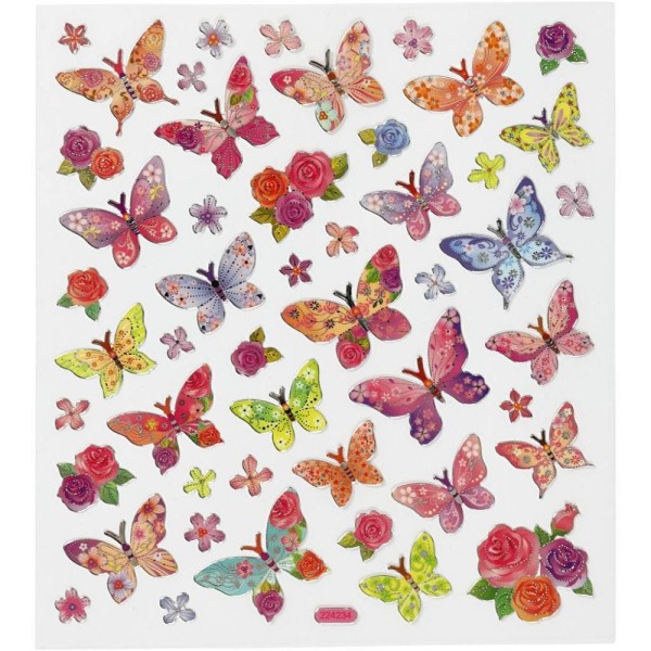 Stickers Papillons, 1 feuille 15x16.5cm