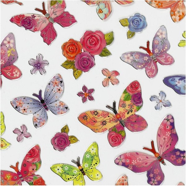 Stickers Papillons, 1 feuille 15x16.5cm