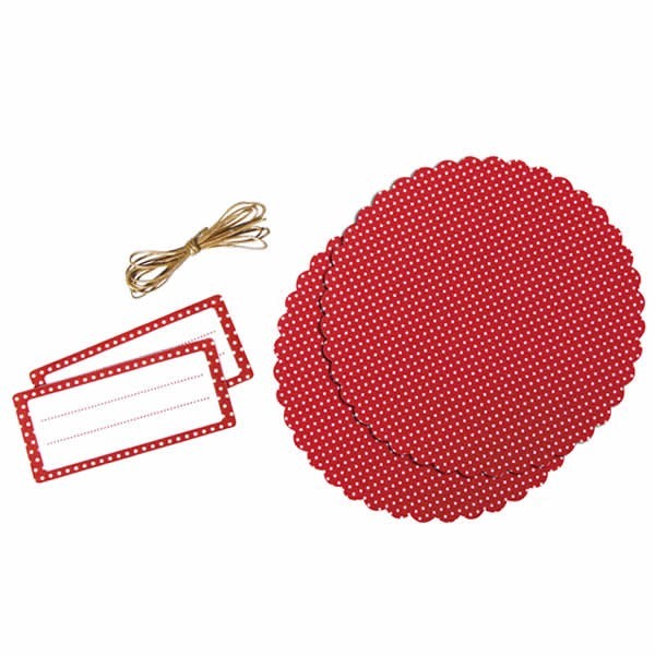 Deco set for jam jar, red with dots