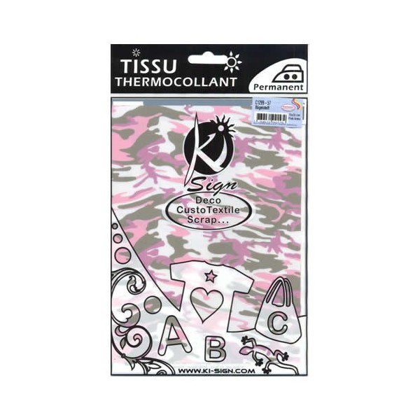 Ki-Sign - Tissu thermocollant army rose/kaki