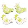 Gallinas de madera, blanco/verde, 3cm, 9 pz