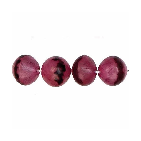 Palm nut beads 12mm, pink, +/-34 pcs