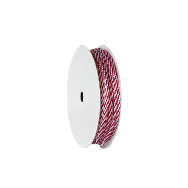 Baker's twine, cordon rojo/blanco, 3mm/5m