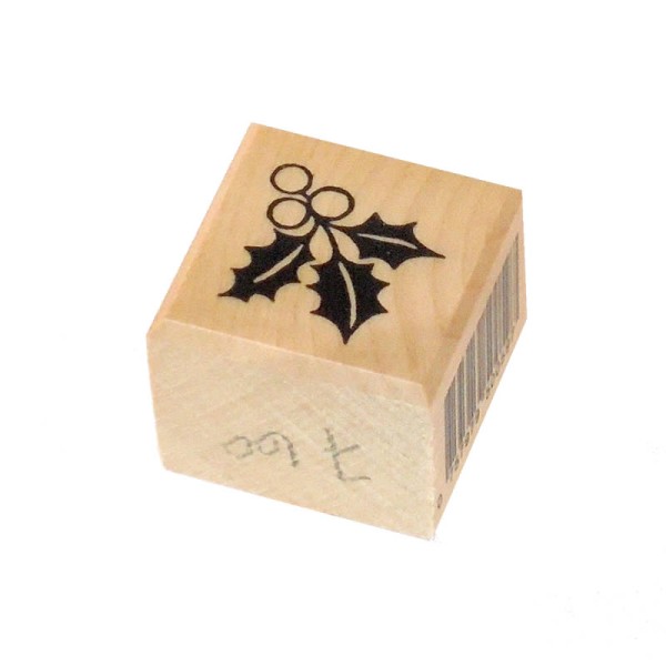 Rubberstamp holly 2.5x2.5cm