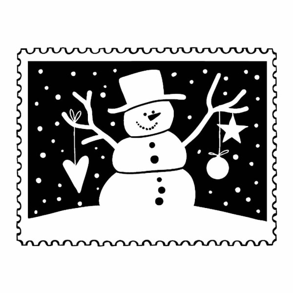 Tampon Timbre de Noël bonhomme de neige 5x4cm