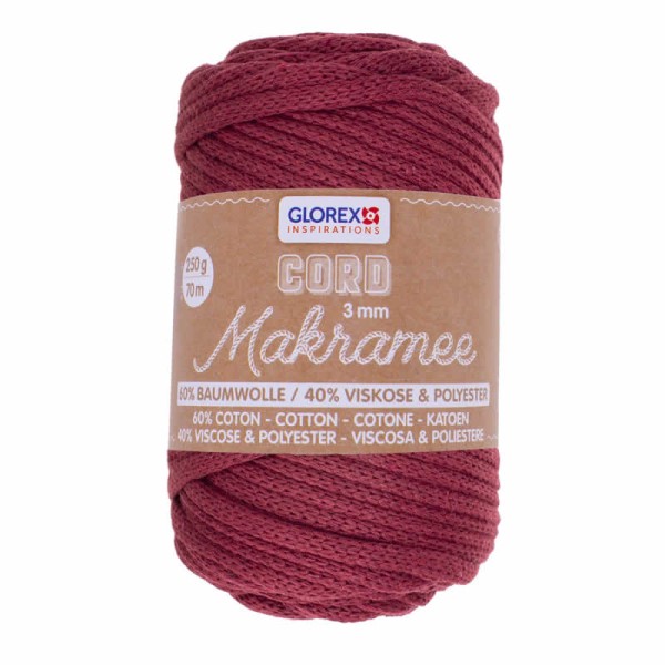 Fil pour macramé, 3mm/250g, bordeaux