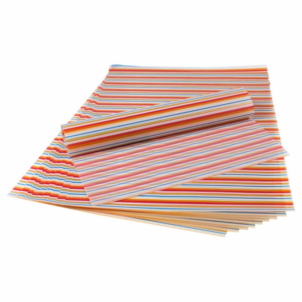 Papier transparent rayures orange-rouge