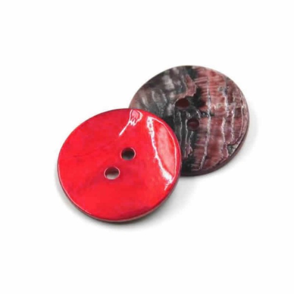 Boutons en nacre ronds, 10mm, rouge