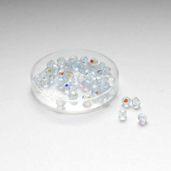 Perles à facettes 4mm, bleu clair, +/-44 pces