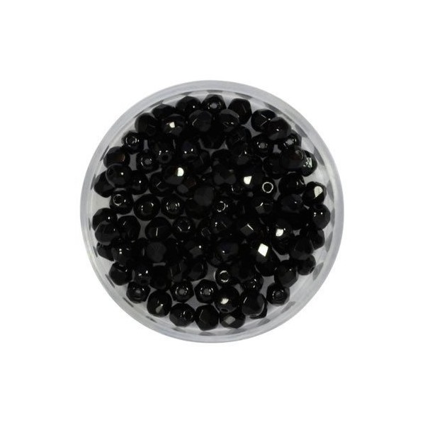 Perles à facettes 4mm, noir, +/-100 pces