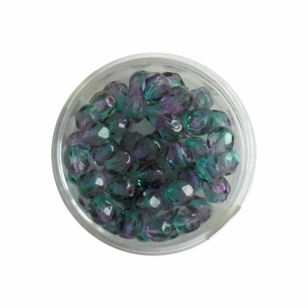 Perles à facettes 6mm, violet-bleu-vert, 50 pces