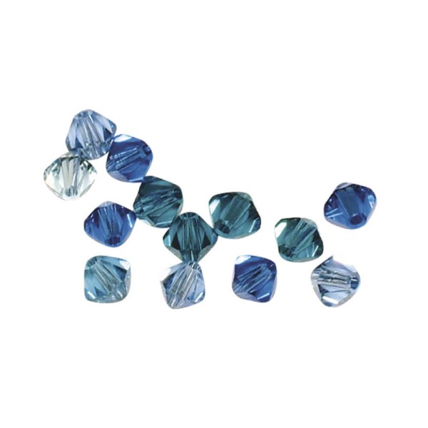 50 Tupies vidrio Swarovski tonos azul, 4mm