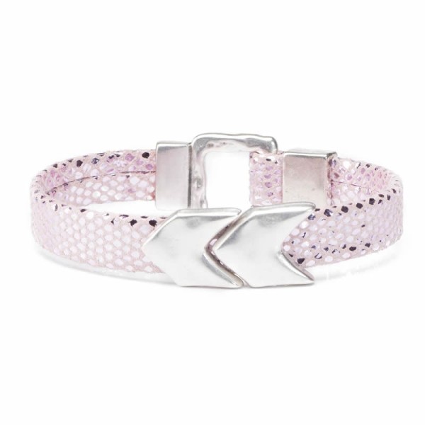 Flat Leather 10mm/20cm, sparkling pink snake slkin