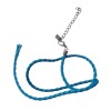 Collier en simili cuir avec fermoir, turquoise 45cm