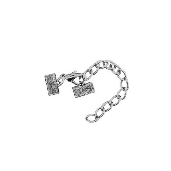 Clasp with connector for ribbon, antique silver, 10mm, 1 pce