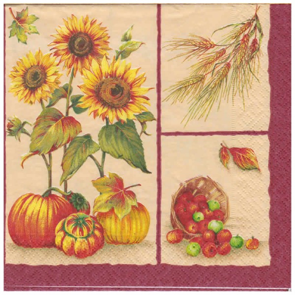 Napkin sunflower and apples, 1 piece