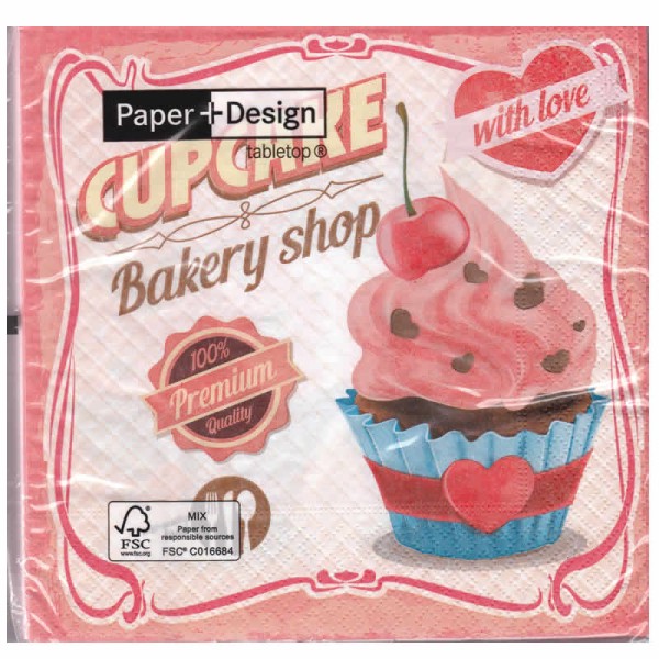 Napkin Cupcake Backery Shop, 1 pack / 20 pcs