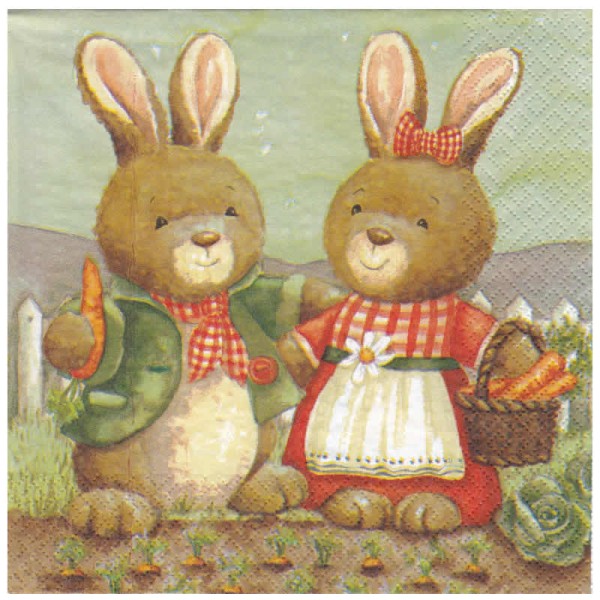 Serviette couple de lapins, 1 pièce