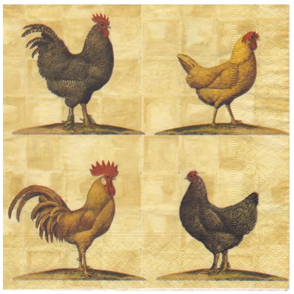Servilleta gallinas y gallos, 1 unidad