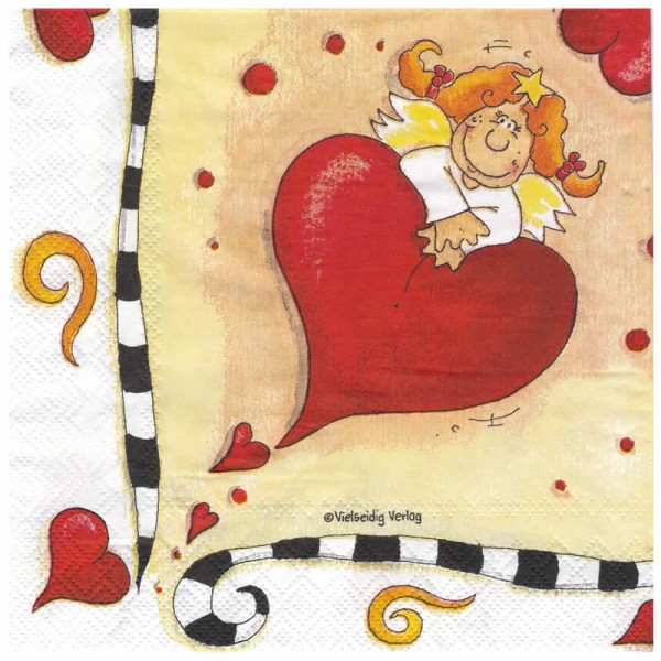 Serviette anges + coeur, 1 pièce