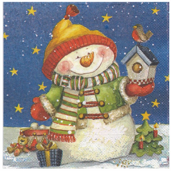 Napkin Snowman and birdhouse, 1 piece