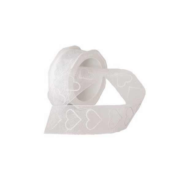 Ribbon Hearts white-silver 40mm/10m