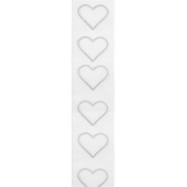 Ribbon Hearts white-silver 40mm/10m