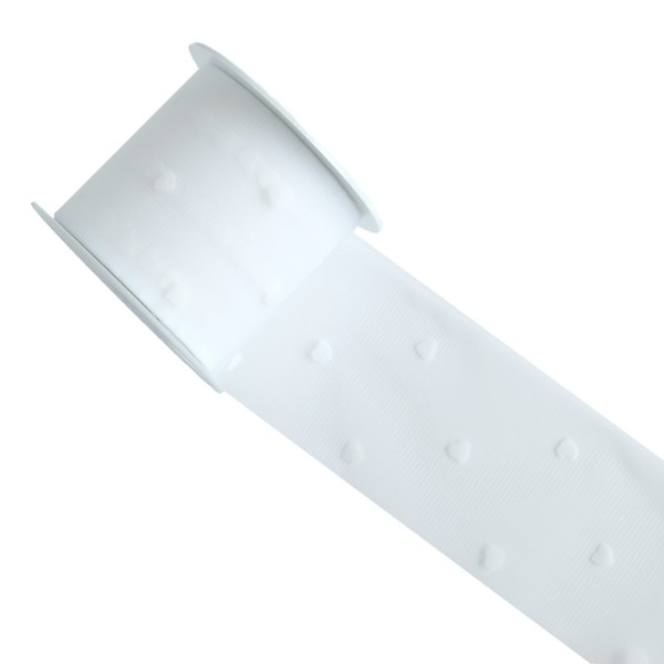 Tullband Herz, 80mm/40m, weiss-weiss