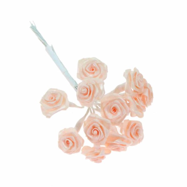 12 Bouquets de 12 mini roses, saumon 1cm