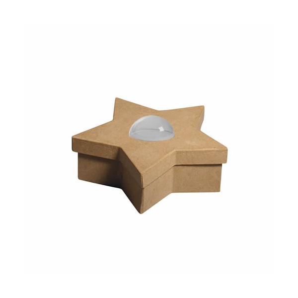 Pappmaché Schachtel, Stern, mit Halbkugel aus Kunststoff