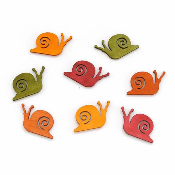 Wooden Snails, 2.5x4cm, 8 pcs
