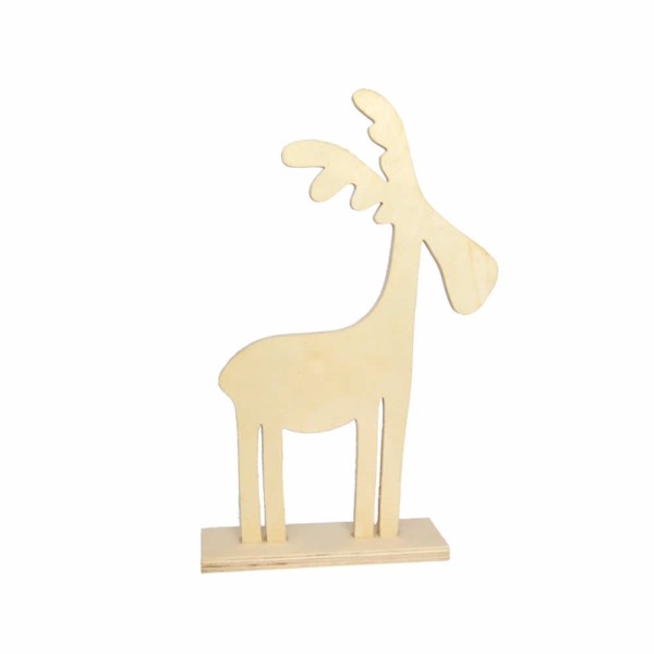 Renne en bois sur socle, 25cm