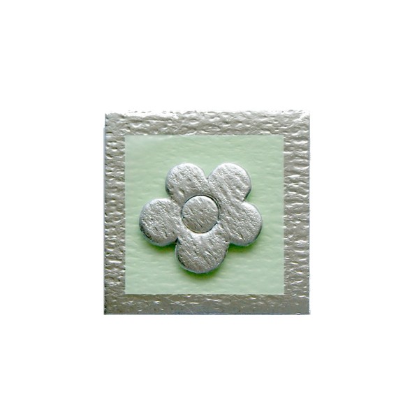 Soft deco fleur, vert/argent, 4x4cm, 1 pce