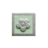 Soft deco flower, green/silver, 4x4cm, 1 pce